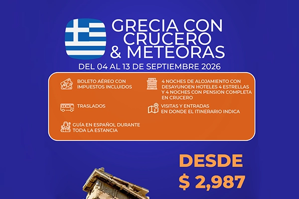 Grecia con crucero y meteoras - Septiembre 2026